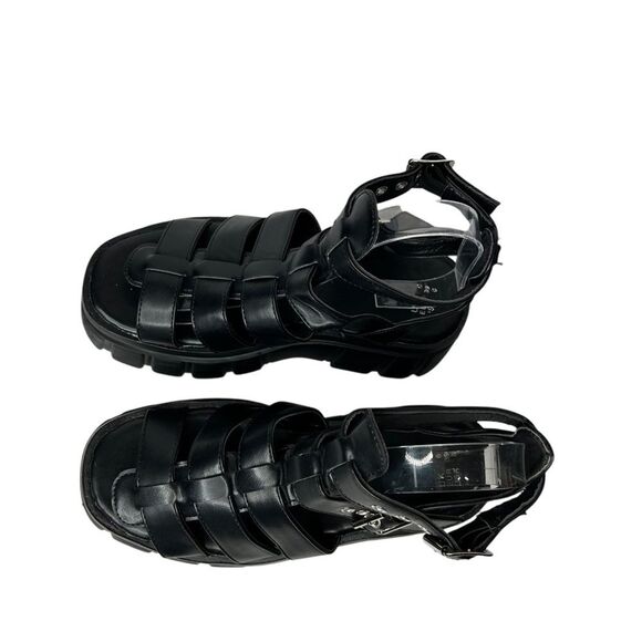 New Faux Leather Ankle Strap black buckle Chunky Platform fisherman sandals 8 - Picture 3 of 11
